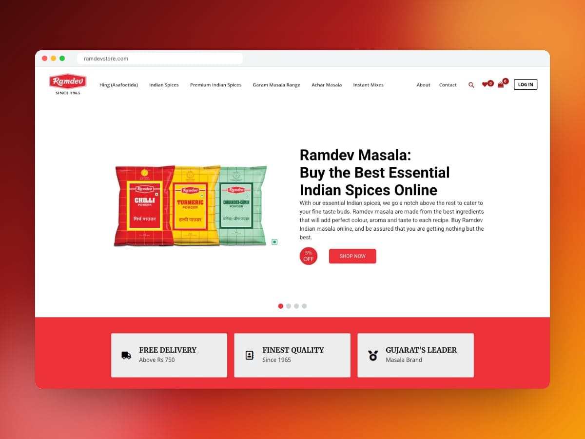 Ramdev Store website