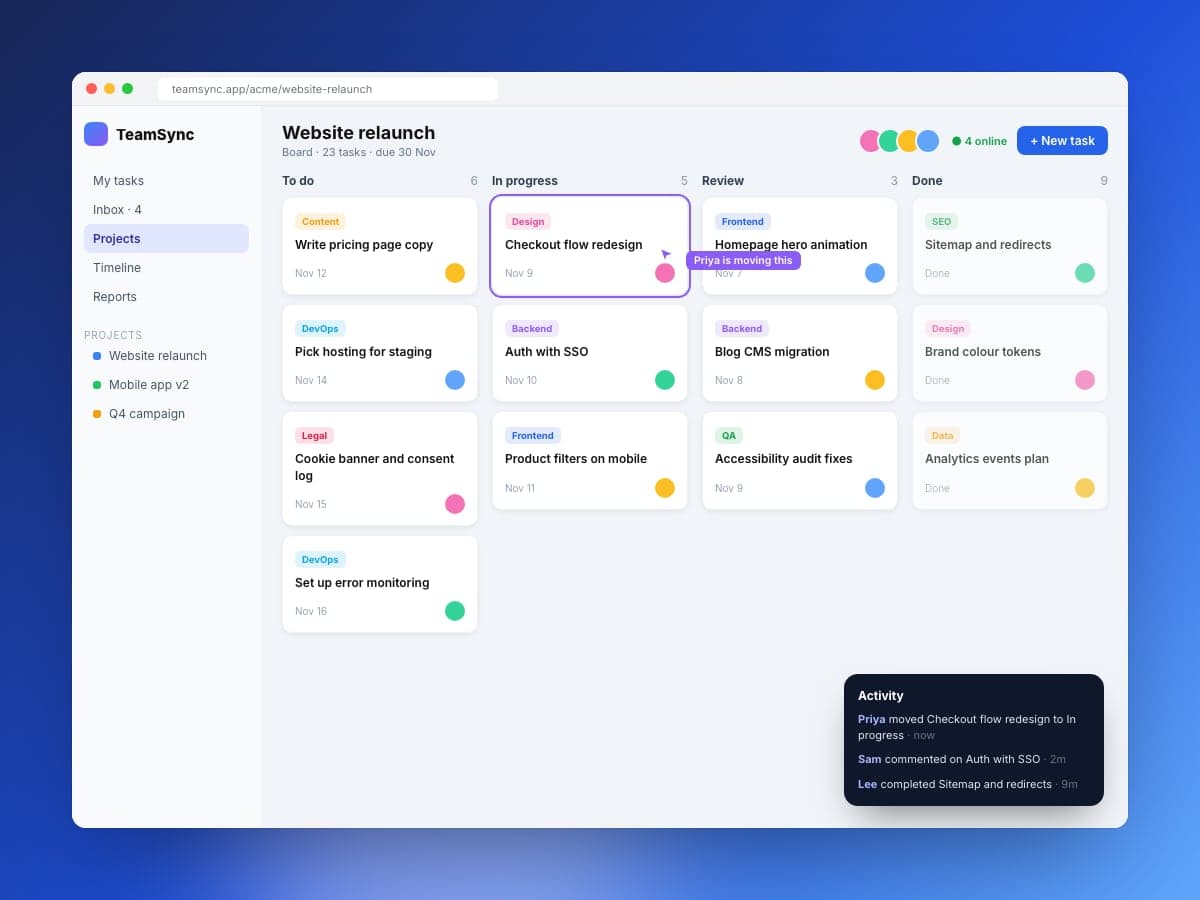TeamSync website