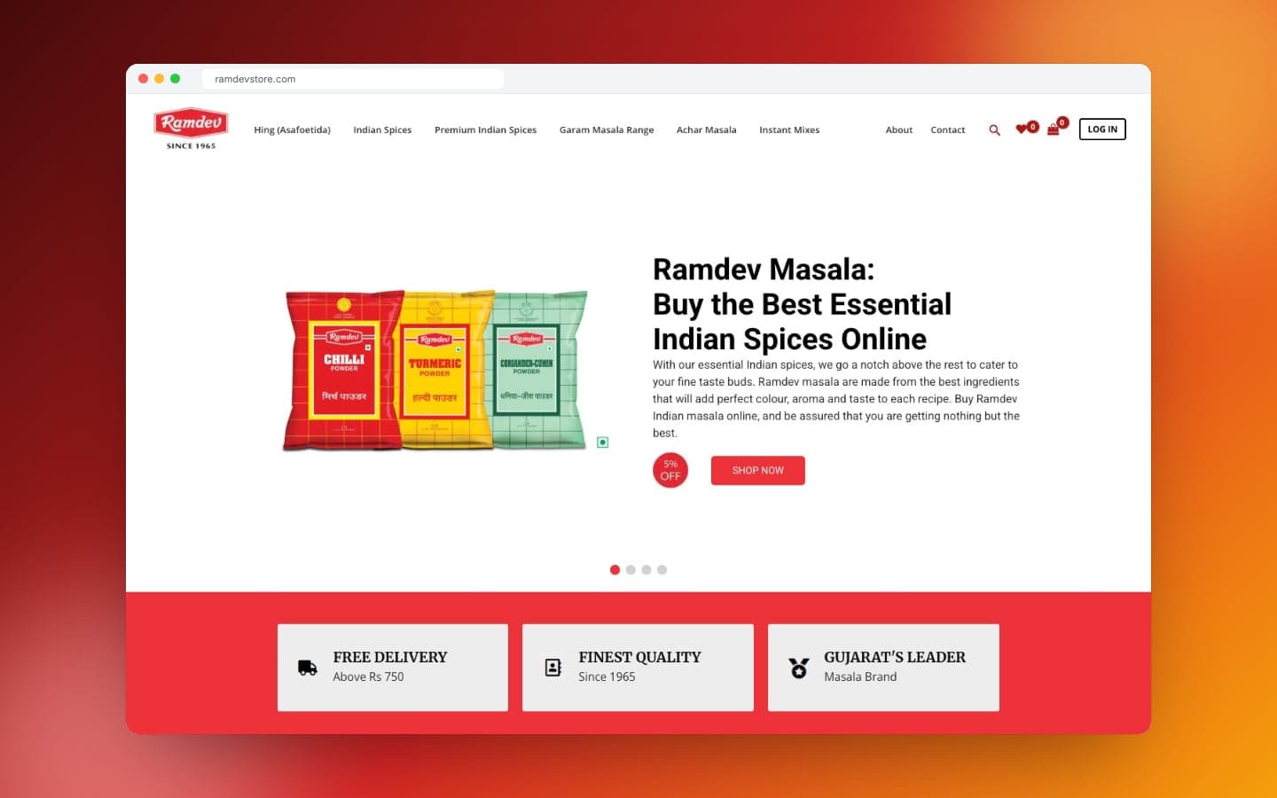 Ramdev Store interface