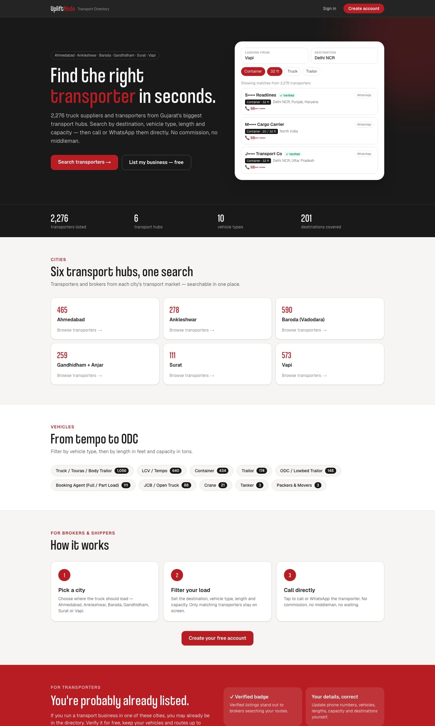 Transport Directory full home page
